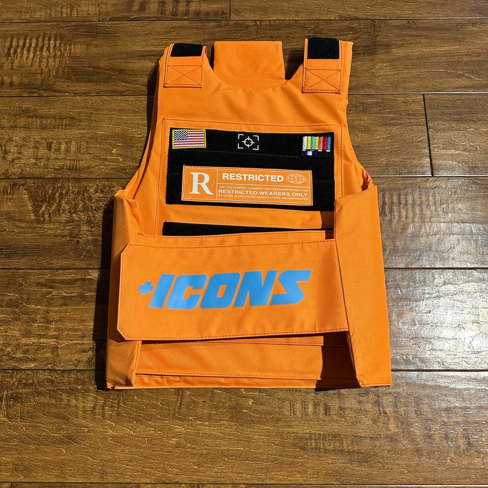 Orange Tactical Vest with Blue Icons Logo